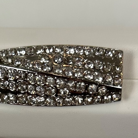 White Satin Clutch Purse with Diamond Clasp - Picture 6 of 7